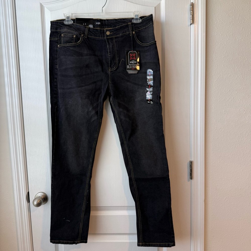 NEW Men's Blu Rock Black Jeans Size 36x31